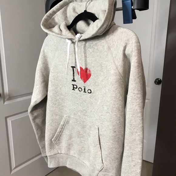 WOMEN’S Polo “I LOVE POLO” Grey Hoodie - Picture 1 of 4